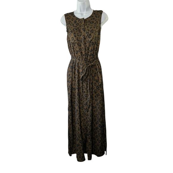 Banana Republic Sleeveless Utility Giraffe Print Maxi Dress Women's XS Pockets - Picture 1 of 9